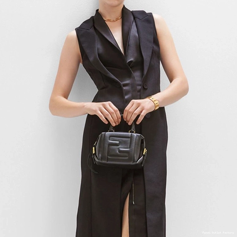 Cheap HOT In Leather Black Mini Bag Nappa Fendi Cube FF 0728